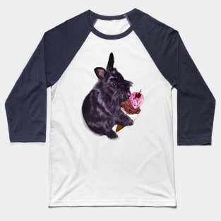 bunny rabbit cute  ebony colored coloured lionhead bunny rabbit  licking a three scoop icecream Baseball T-Shirt